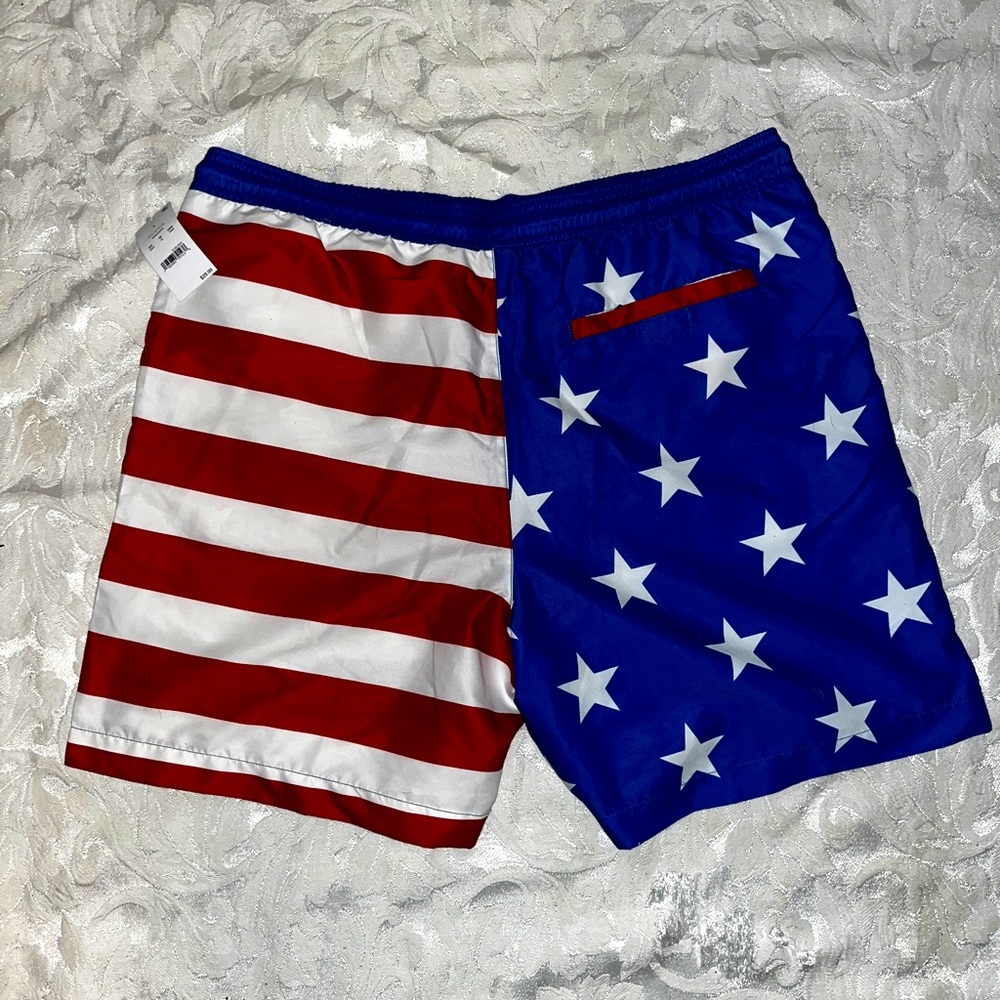 LG Walnut & 39th American Flag swimming trunks